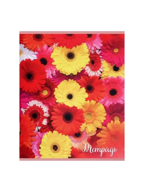 Тетрадь 96 листов в клетку &laquo;Цветы&raquo;, серые листы, МИКС