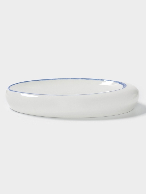 Блюдо овальное Blue Lagoon Magistro 21×14.4×3.5 см, белое, синий
