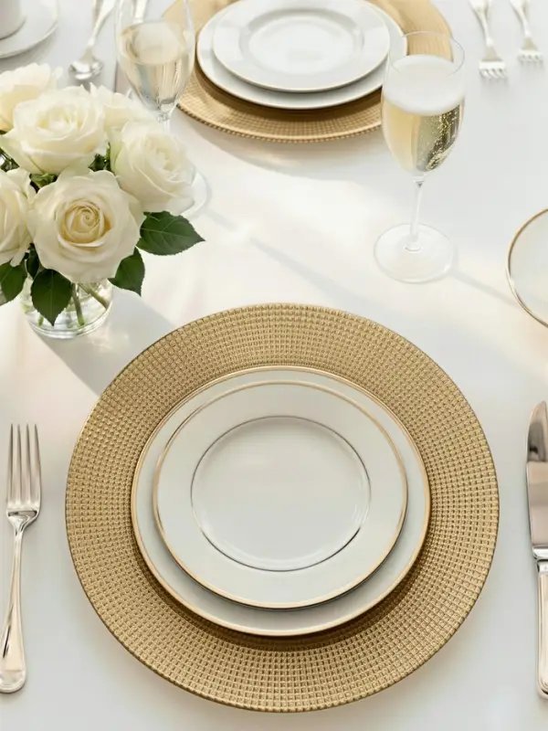 Тарелка подстановочная WY, d=33 см, стекло, золотистая