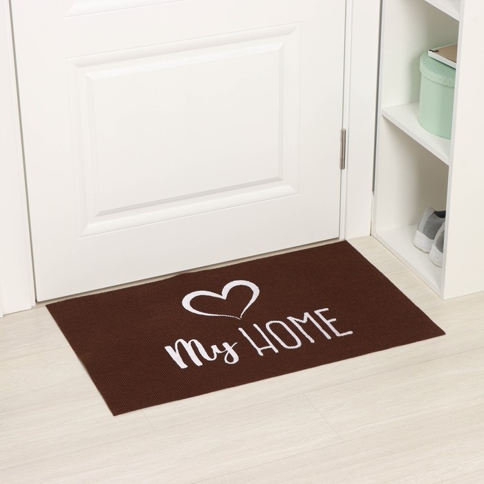 Коврик придверный Доляна My home, 50×80 см, влаговпитывающий, светящийся в темноте, цвет коричневый