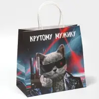 Пакет подарочный, упаковка, &laquo;Мужику&raquo;, 22 х 22 х 11 см