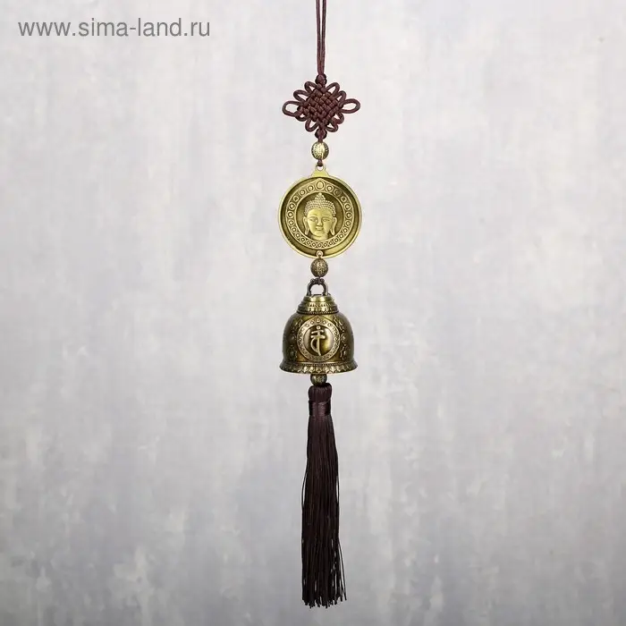 Колокольчик металл "Монета с буддой" 1 колокол d=4,8 см 39х5,3х4,8 см Колокольчик металл "Монета с буддой" 1 колокол d=4,8 см 39х5,3х4,8 см