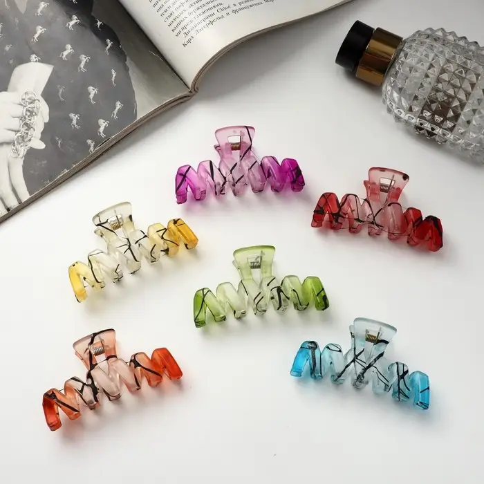 Крабик для волос «Айседора», зиг-заг, 7 см, МИКС