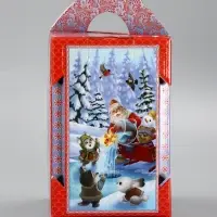 Подарочная новогодняя коробка «Золотая рыбка» 15.8×15.8×23.5 см