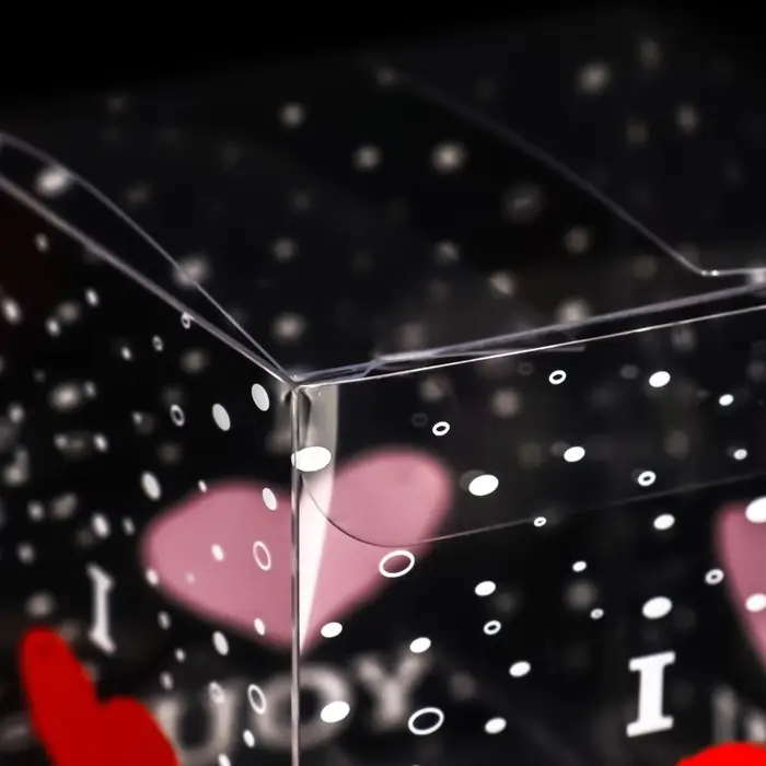 Складная прозрачная коробка из PVC, для упаковки подарков, I love you, 7×7×7 см Складная прозрачная коробка из PVC, для упаковки подарков, I love you, 7×7×7 см