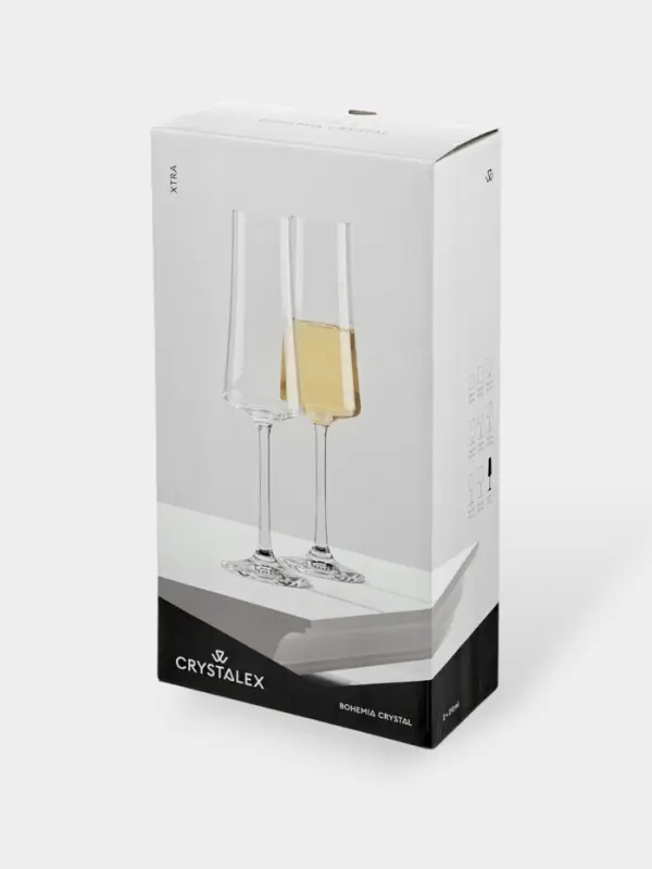 Набор бокалов для шампанского &laquo;Экстра&raquo;, 210 мл, 2 шт., хрустальное стекло, прозрачный