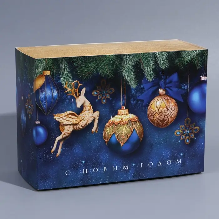 Коробка новогодняя складная «Новогодние шары», 25 х 18 х 10 см, Новый год Коробка новогодняя складная «Новогодние шары», 25 х 18 х 10 см, Новый год