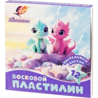 Пластилин восковой Фантазия пастельный,12цв,180г, набор стек 35С 2290-08
