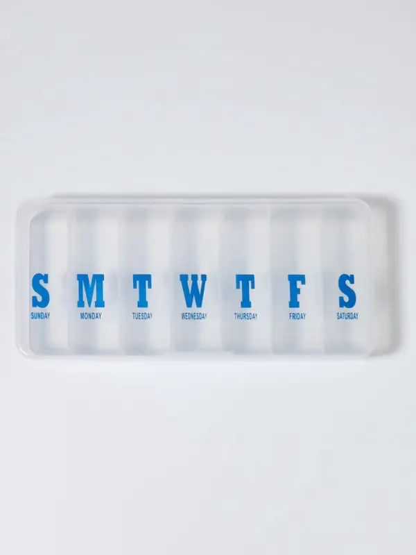 Таблетница &laquo;Неделька&raquo;, английские буквы, 21&times;9.5&times;3 см, 7 секций, прозрачная