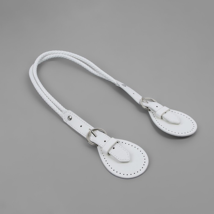 Ручка для сумки, шнуры, 60 × 1,8 см, с пришивными петлями 5,8 см, цвет белый/серебряный Ручка для сумки, шнуры, 60 × 1,8 см, с пришивными петлями 5,8 см, цвет белый/серебряный