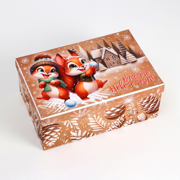 Набор подарочных новогодних коробок 10 в 1 Набор подарочных новогодних коробок 10 в 1 "Зверята", 32,5 х 20 х 12,5 - 12 х 7 х 4 см. Новый год