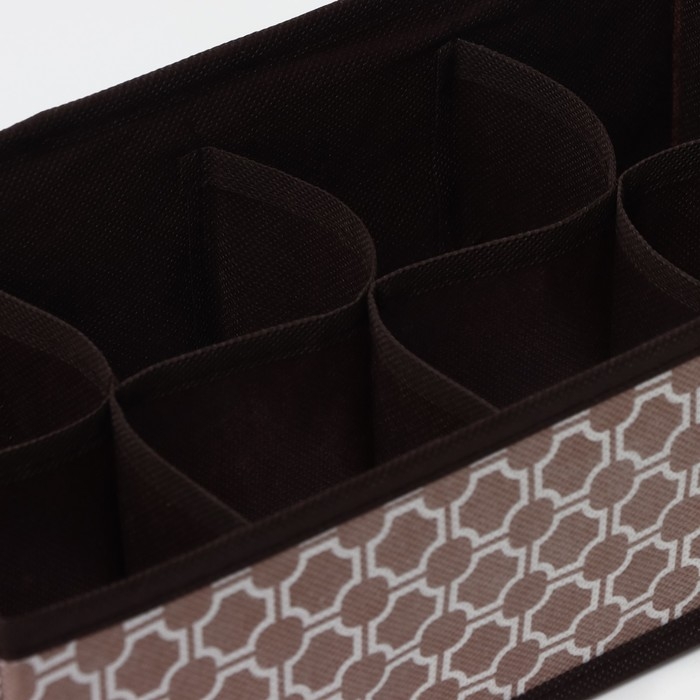 Органайзер для хранения белья Доляна «Браун», 8 ячеек, 28×14×10 см, цвет коричневый Органайзер для хранения белья Доляна «Браун», 8 ячеек, 28×14×10 см, цвет коричневый