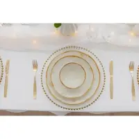 Тарелка Доляна Organic Gold, d=27.5 см, фарфор, белая