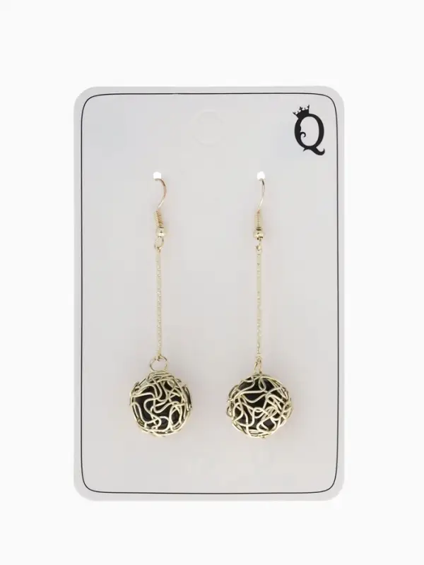 Серьги висячие &laquo;Шар плетёный&raquo;, чёрные в золоте, 6.5 см