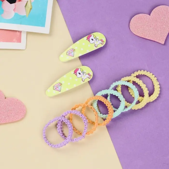 Набор для волос Набор для волос "Лучик" (2 невидимки-5 см, 8 резинок-3 см) единорожка