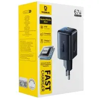 Переходник сетевого зарядного устройства на USB + 2 Type-C 67W GAN E0121200 Baseus черный