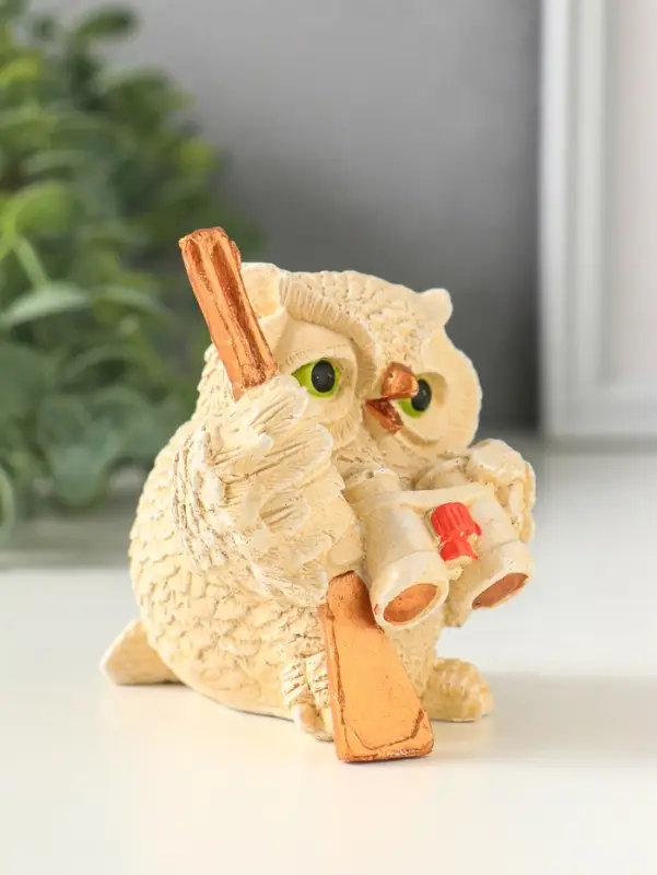 Фигурка гипс &laquo;Сова с биноклем&raquo;, 8&times;7 см, слоновая кость