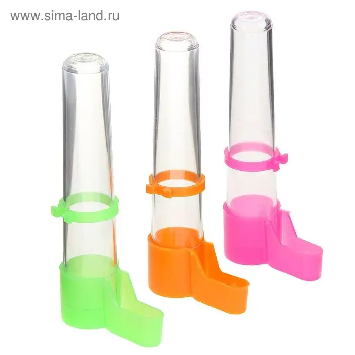 Автопоилка для птиц №1 (для вертикальных прутьев), 50 мл, 25 х 55 х 125 мм, микс цветов Автопоилка для птиц №1 (для вертикальных прутьев), 50 мл, 25 х 55 х 125 мм, микс цветов