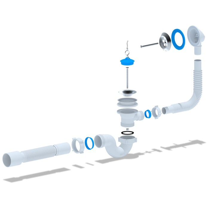 Комплект для ванны  Комплект для ванны "АНИ Пласт" E155: сифон с выпуском, переливом 1 1/2", гибкая труба