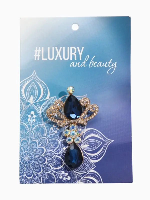 Брошь &laquo;Императрица&raquo;, с подвеской, сине-белая в золоте