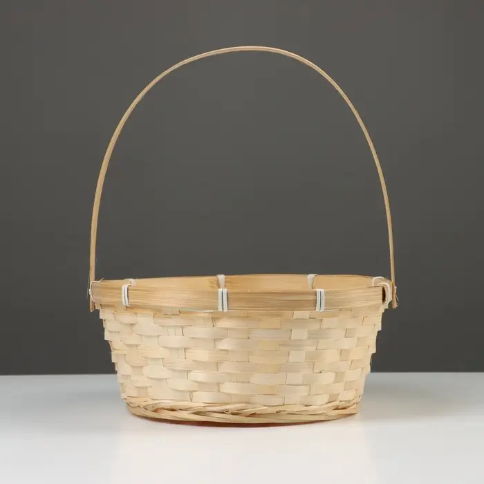 Корзина плетёная, 26&times;26&times;12 см, ручка h=18 см, бамбук, натуральный цвет
