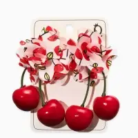 Серьги &laquo;Вишня с цветами&raquo;, цветные в золоте