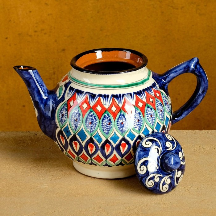 Набор чайный Риштан, 9 предм: чайник 1л., 6 пиал 9,5см, конфетница 23см, сахарница 250м Набор чайный Риштан, 9 предм: чайник 1л., 6 пиал 9,5см, конфетница 23см, сахарница 250м