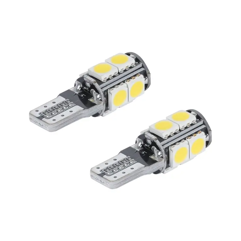 Лампочка светодиод. W5W (T10) PLUS, 6000K(Белый),12В, 1.9Вт,9LED, Поляр.,Обманка, кмпл.2шт.