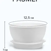 Горшок для цветов &laquo;Фиалочка&raquo;, 500 мл, d=12.5 см, h=7 см, пластиковый, белый