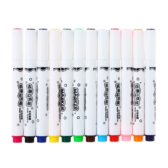 Набор маркеров, 12 цветов, кистеобразный наконечник, в пластиковой коробке Набор маркеров, 12 цветов, кистеобразный наконечник, в пластиковой коробке