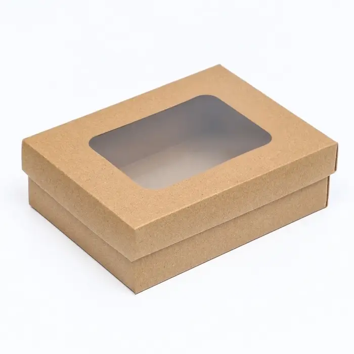Коробка подарочная складная, упаковка, крышка - дно, с окном, крафт, 16.5×12.5×5.2 см Коробка подарочная складная, упаковка, крышка - дно, с окном, крафт, 16.5×12.5×5.2 см