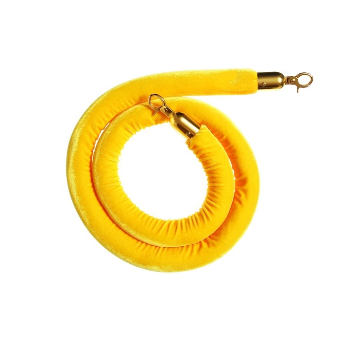 Канат бархатный оградительный, 1.5м, золотой наконечник, желтый