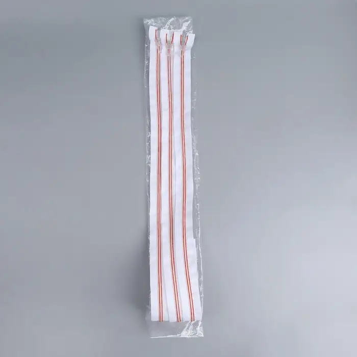 Молния «Спираль», №5, разъёмная, замок автомат, 70 см, белая, красная Молния «Спираль», №5, разъёмная, замок автомат, 70 см, белая, красная