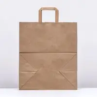 Пакет бумажный, плоская ручка крафт 32&times;20&times;37 см, 90 г/м&sup2;