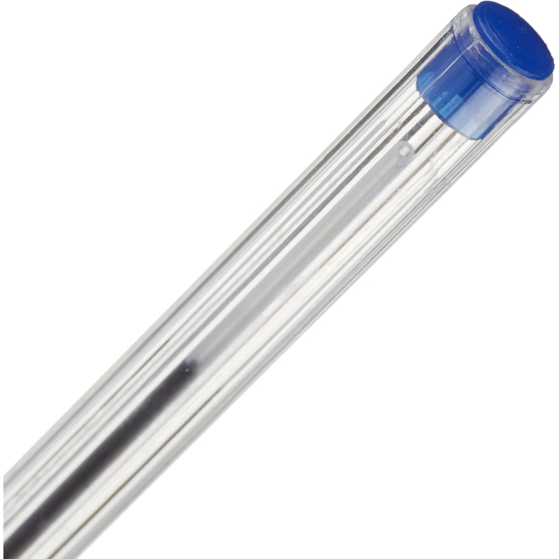 Ручка шариковая неавтомат. эконом син, 1мм, прозр корп