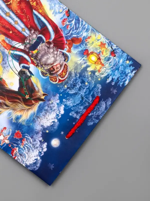 Пакет подарочный новогодний ламинированный, «Дед Мороз с Конём» , 18×10×22.3 см