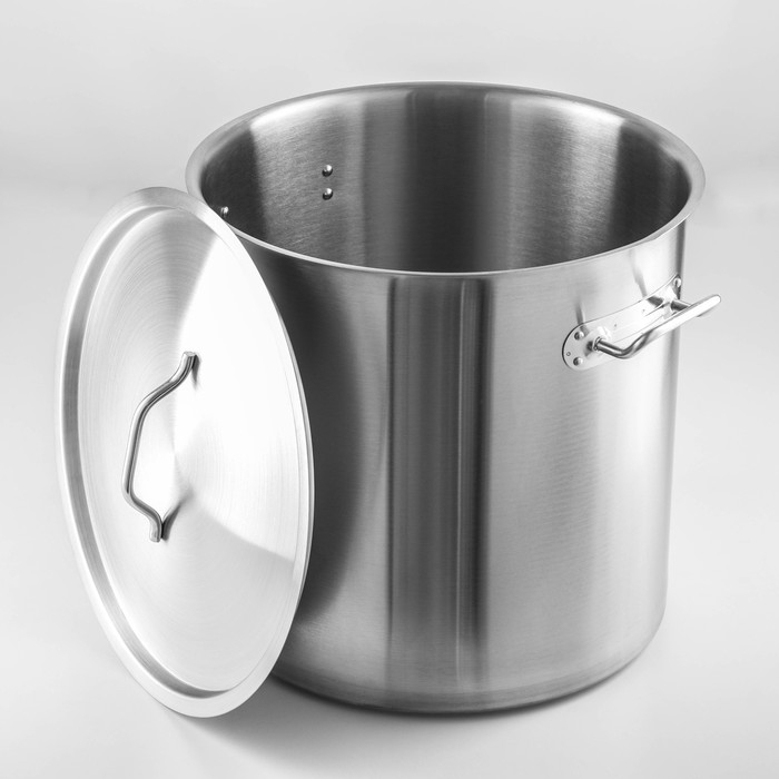 Кастрюля из нержавеющей стали Hanna Knövell HoReCa, 50 л, толщина 0,8 мм, 201 сталь, дно 3,2 мм, металлическая крышка, с теплораспределительным дном, индукция Кастрюля из нержавеющей стали Hanna Knövell HoReCa, 50 л, толщина 0,8 мм, 201 сталь, дно 3,2 мм, металлическая крышка, с теплораспределительным дном, индукция