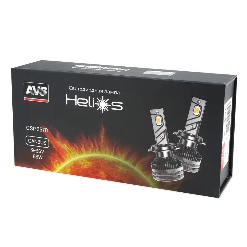 Светодиодная лампа AVS Helios H4/Н19, 9-36V, 65W, 2 шт.