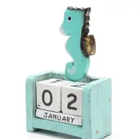 Календарь настольный &laquo;Морской конек&raquo;, 7&times;4&times;10 см, дерево, бирюзовый