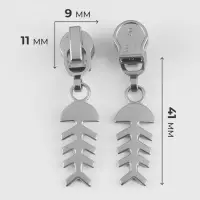 Бегунок для молнии &laquo;Спираль&raquo;, №5, &laquo;Рыба&raquo;, 10 шт., цвет никель