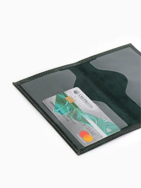 Обложка для паспорта, с гербом, рельефная, зелёная