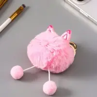Брелок - обвес на сумку &laquo;Пушистик: Котик&raquo;, мягкий, розовый, 6&times;6&times;10 см