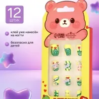 Детские накладные ногти &laquo;Мишка&raquo;, 12 шт.