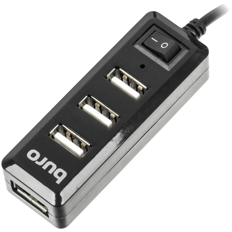 Разветвитель USB 2.0 Buro BU-HUB4-0.5L-U2.0 4порт. черный