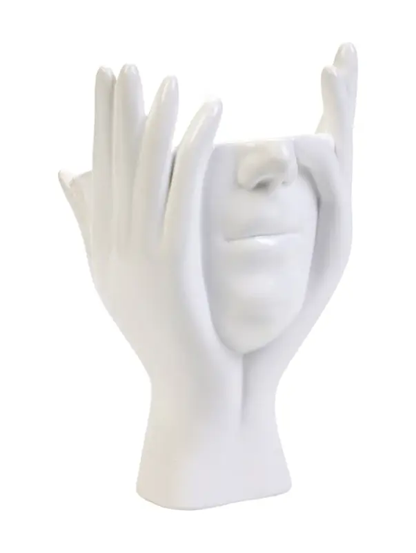 Декоративное кашпо для цветов &laquo;Мечты в руках&raquo;, 380 мл, 20&times;13.5&times;13 см, гипс, белое