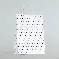 Пакет крафт, белый, «Горошек», 24 х 10 х 32 см 1 шт
