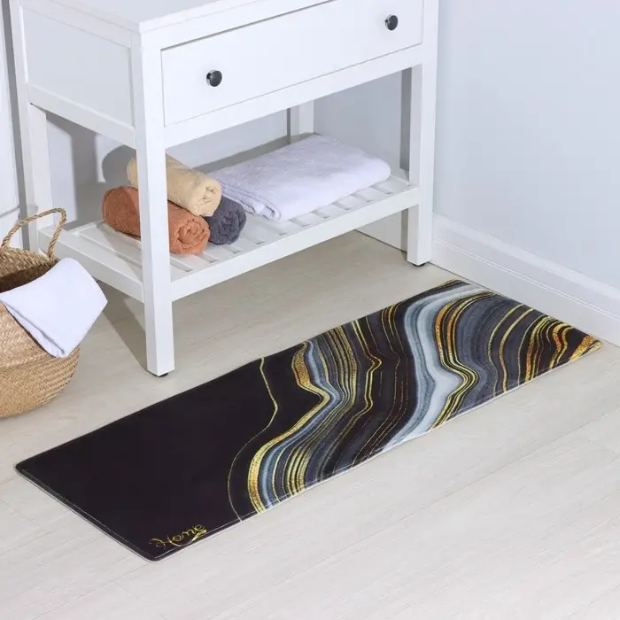 Коврик для ванной и туалета Доляна &laquo;Камень&raquo;, 44&times;120 см, чёрный