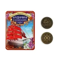 Монета сувенирная на выпускной «Удачи в начинаниях», металл, d=2.5 см Монета сувенирная на выпускной «Удачи в начинаниях», металл, d=2.5 см