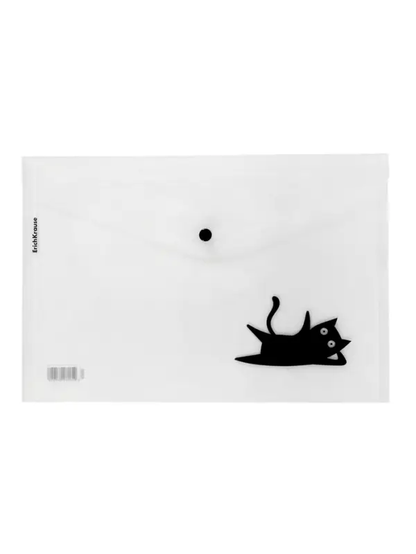Папка-конверт А4, ErichKrause Clear Cat, на кнопке, МИКС