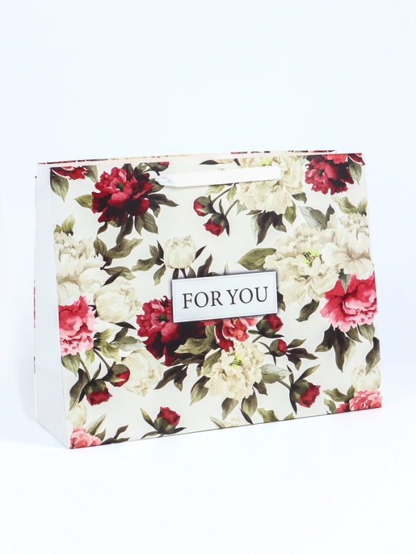 Пакет подарочный ламинированный горизонтальный «For you», L 40 × 31 × 14 см